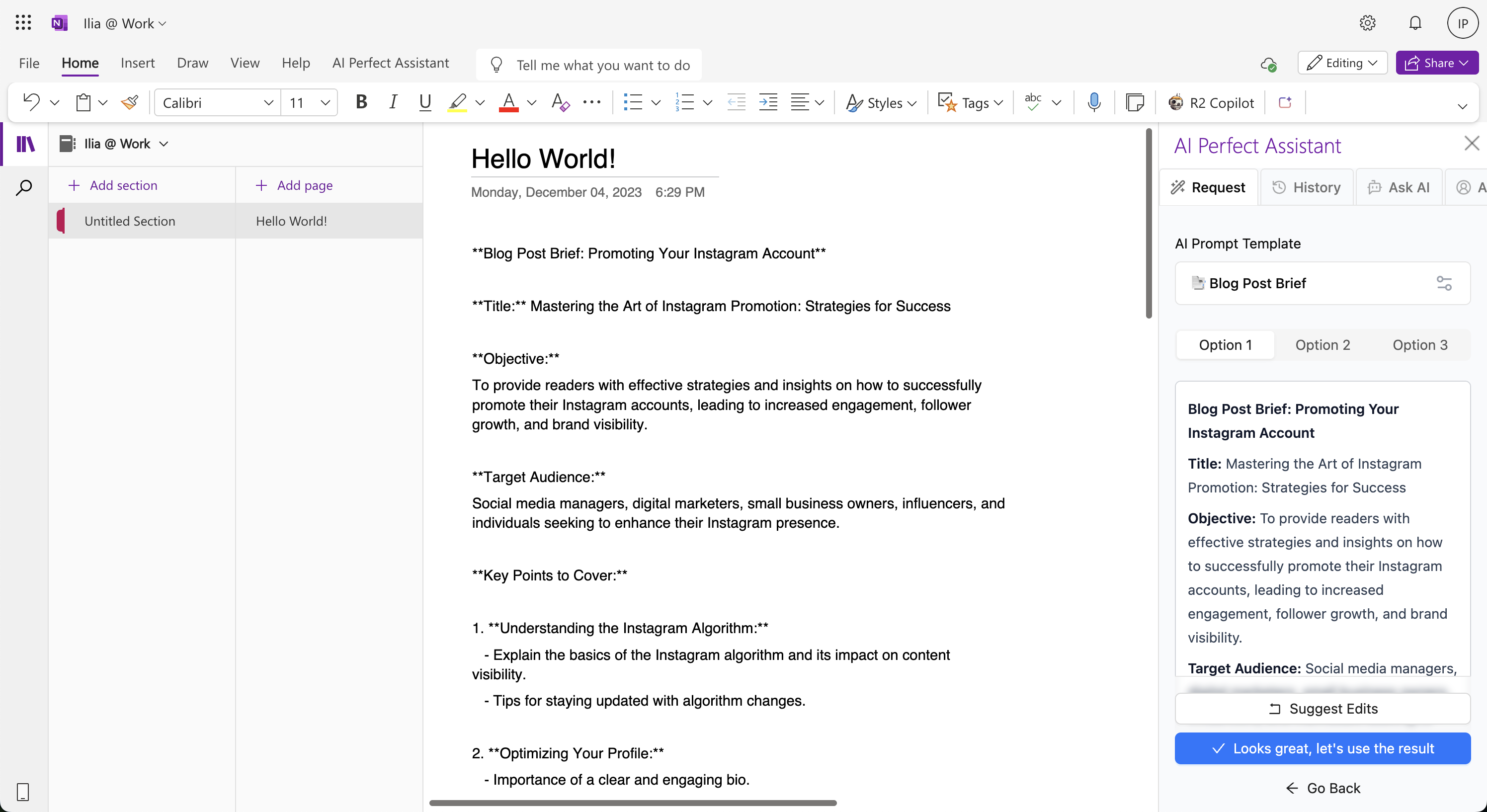 AI perfect Assistant inside OneNote